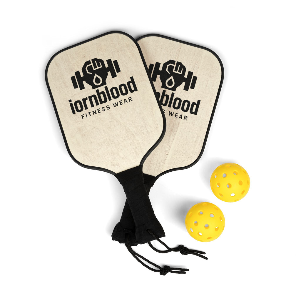 Pickleball Paddle Set — Iornblood Logo Wooden Paddles with Balls
