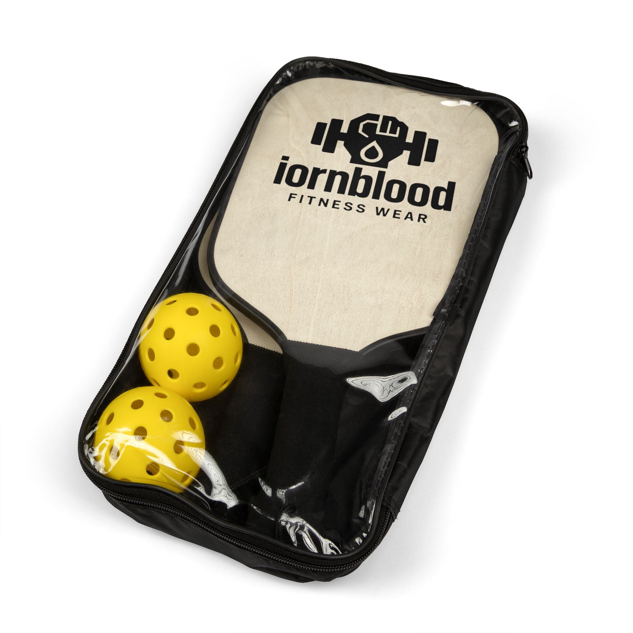 Pickleball Paddle Set — Iornblood Logo Wooden Paddles with Balls